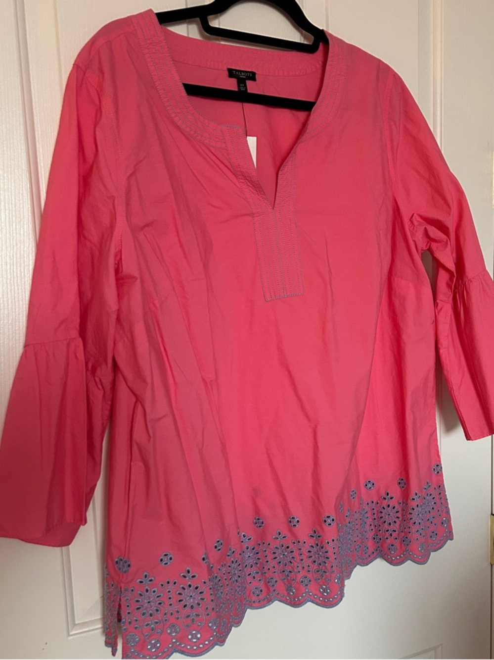 NWT albots Coral Pink Eyelet-Hem Tunic Top